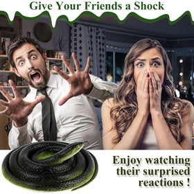 ADULLPONY 32-inch small black-white rubber snake, realistic look for Halloween pranks