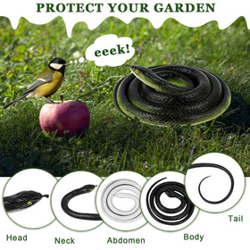 ADULLPONY 49-inch large black-green rubber snake, second view for dramatic garden scare