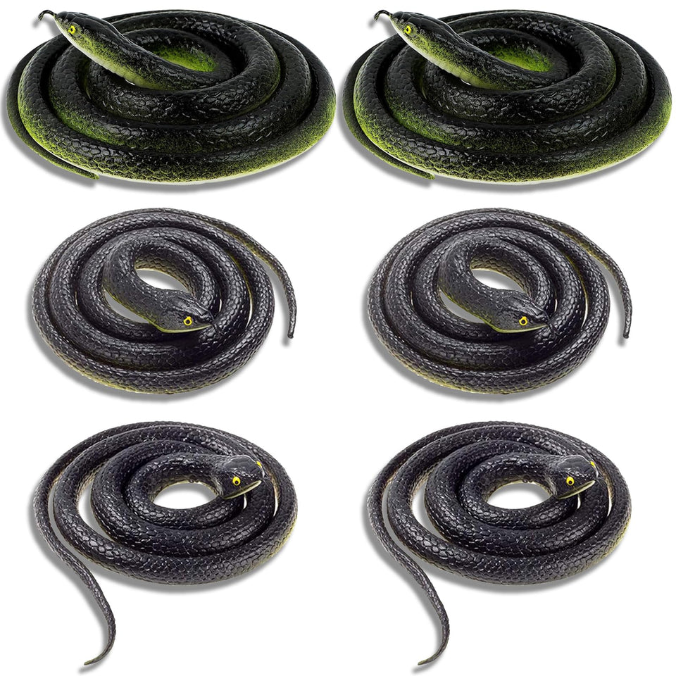 ADULLPONY 49-inch large black-green rubber snake for outdoor deterrence and prank decor