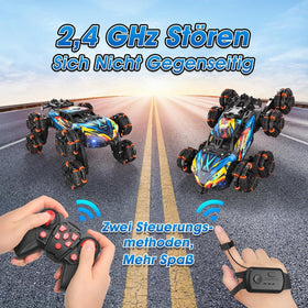 ADUSRIZ 8WD gesture RC car left side view highlighting rugged ABS frame