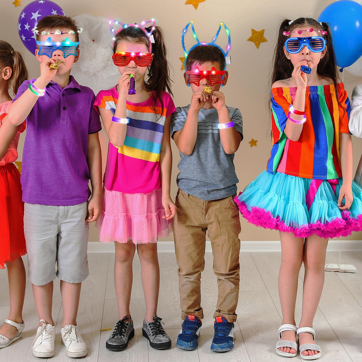 ADXCO neon party accessories pack helps coordinate radiant looks.