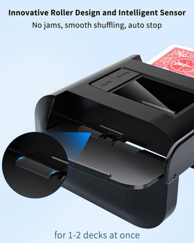 Gift-ready black ADZERD shuffler for casual and family games.