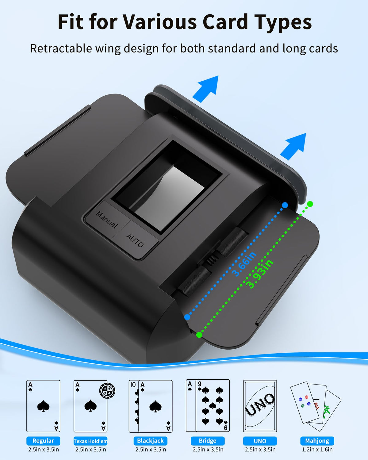 ADZERD shuffler in manual mode for precise card handling.