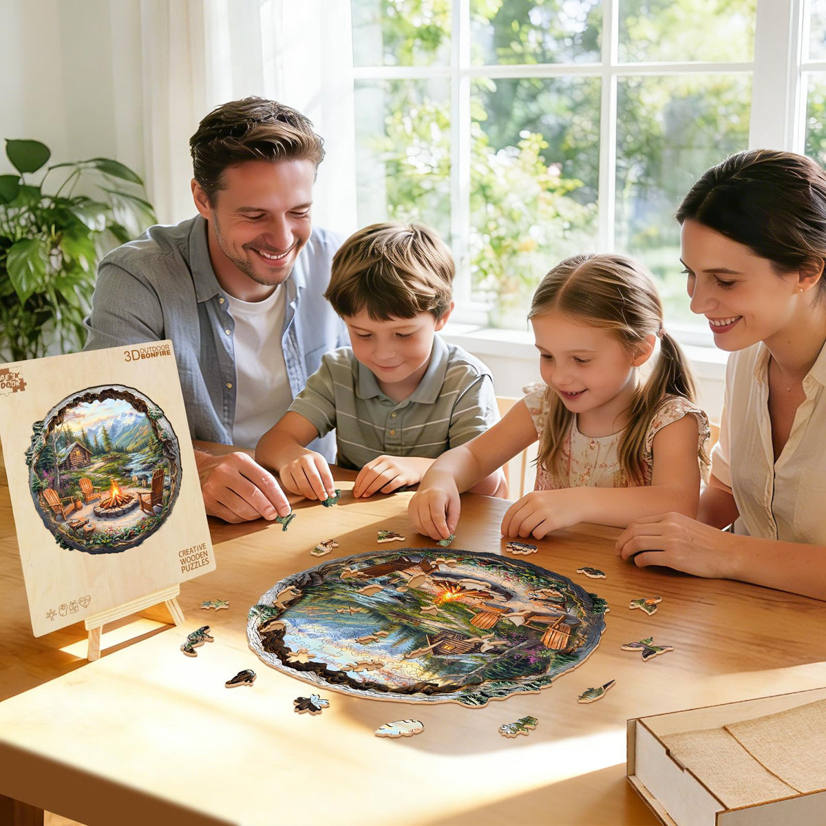 Aeekdook bonfire puzzle with stream and mountains for relaxing evenings