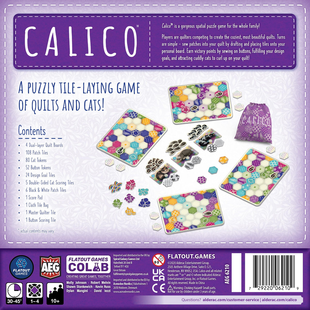 AEG Calico button pieces ready for design goals and points