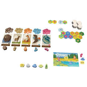 AEG Cascadia Junior board map visualizes habitats for spatial reasoning.