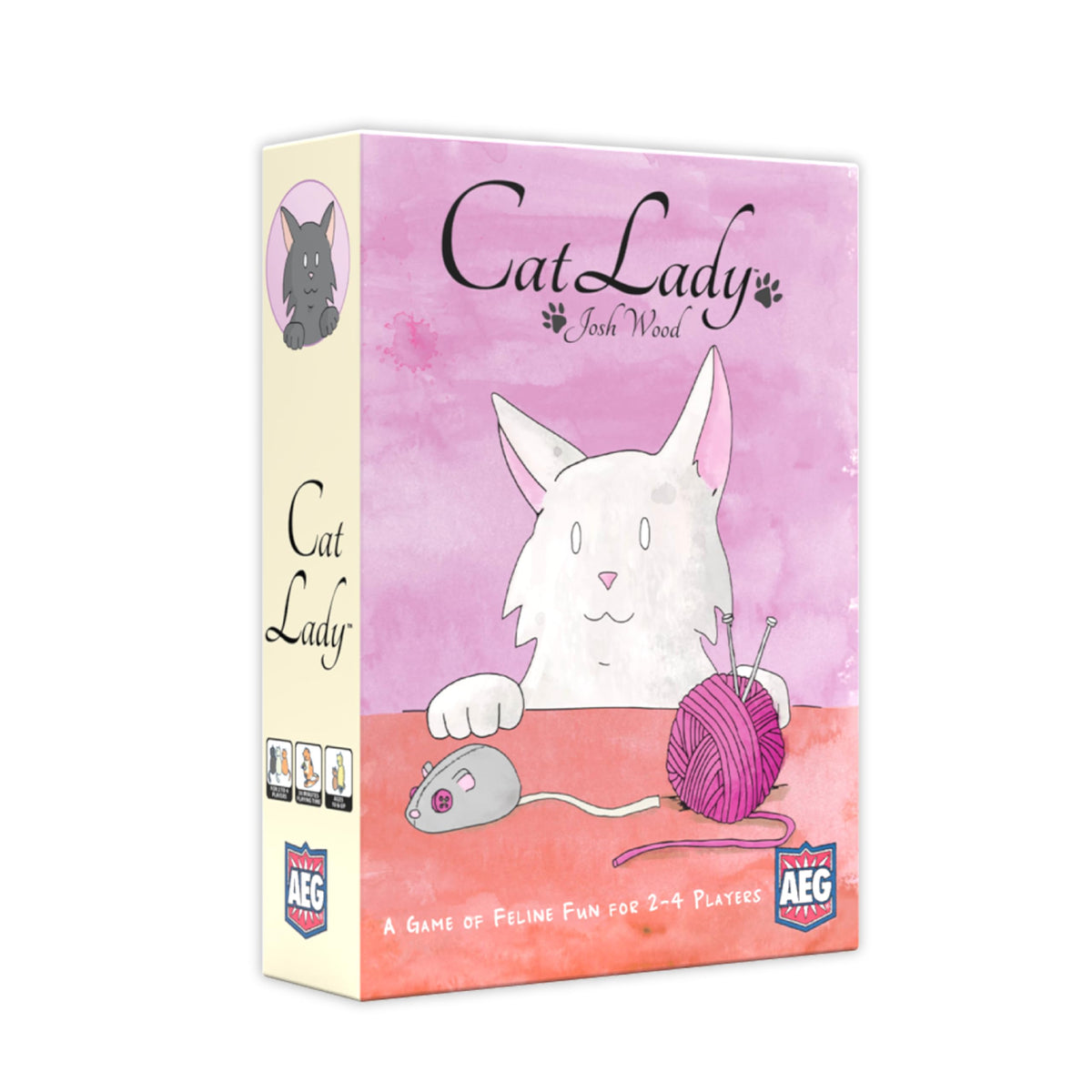 AEG Cat Lady box front with bright art, inviting family game night.