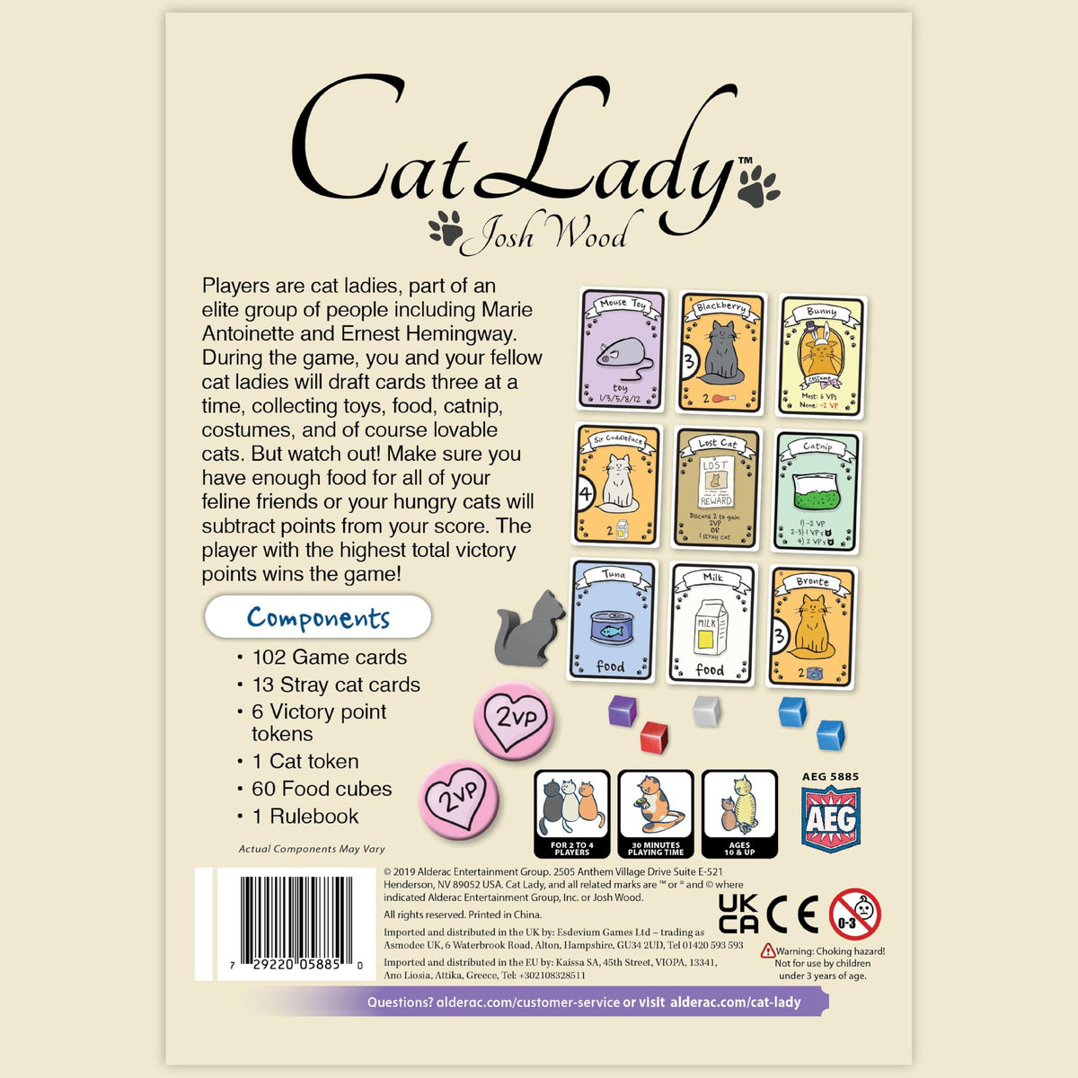 AEG Cat Lady card drafting scene shows simple rules for easy play.