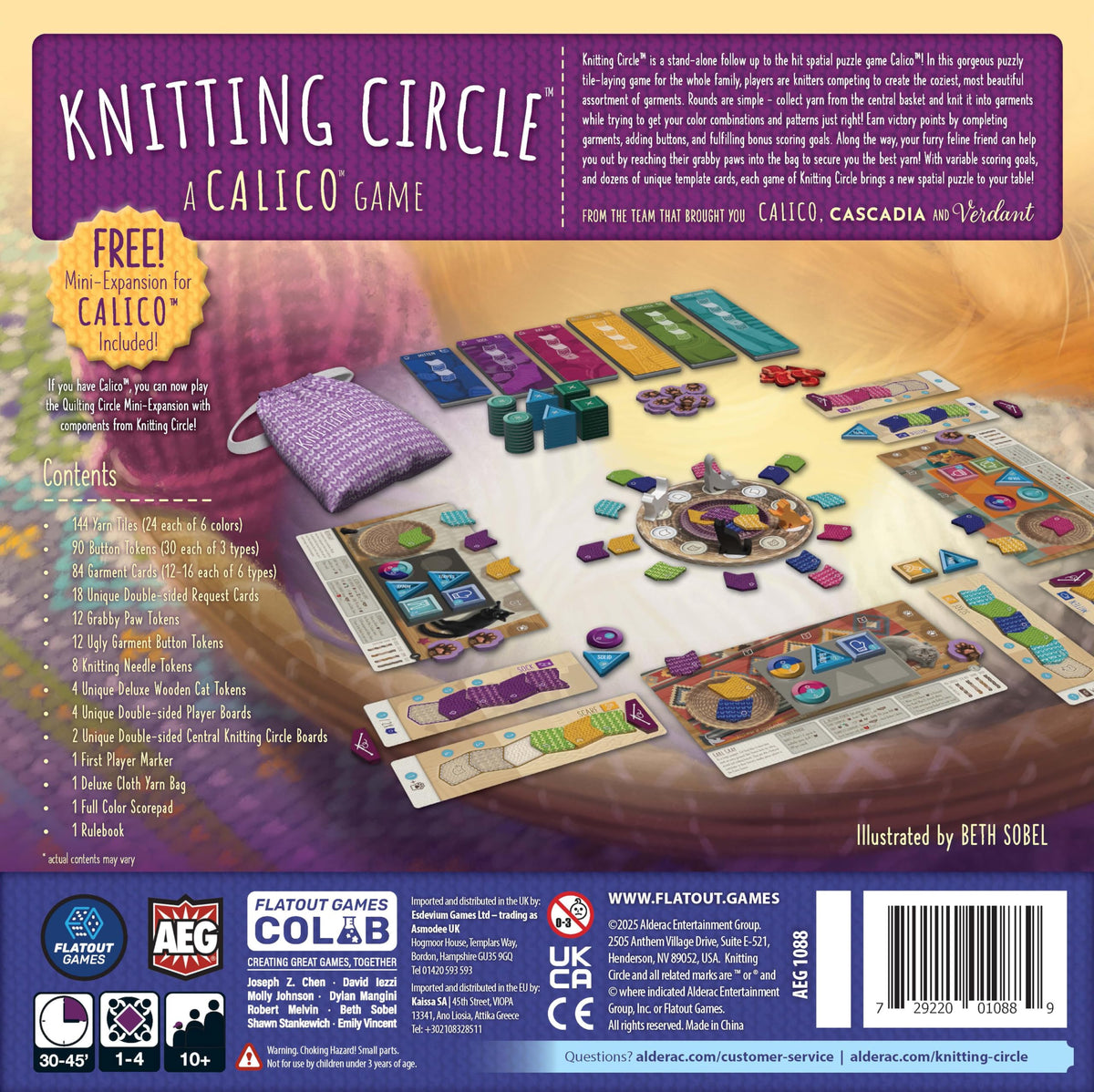 AEG Knitting Circle components spread for quick setup and playful drafting