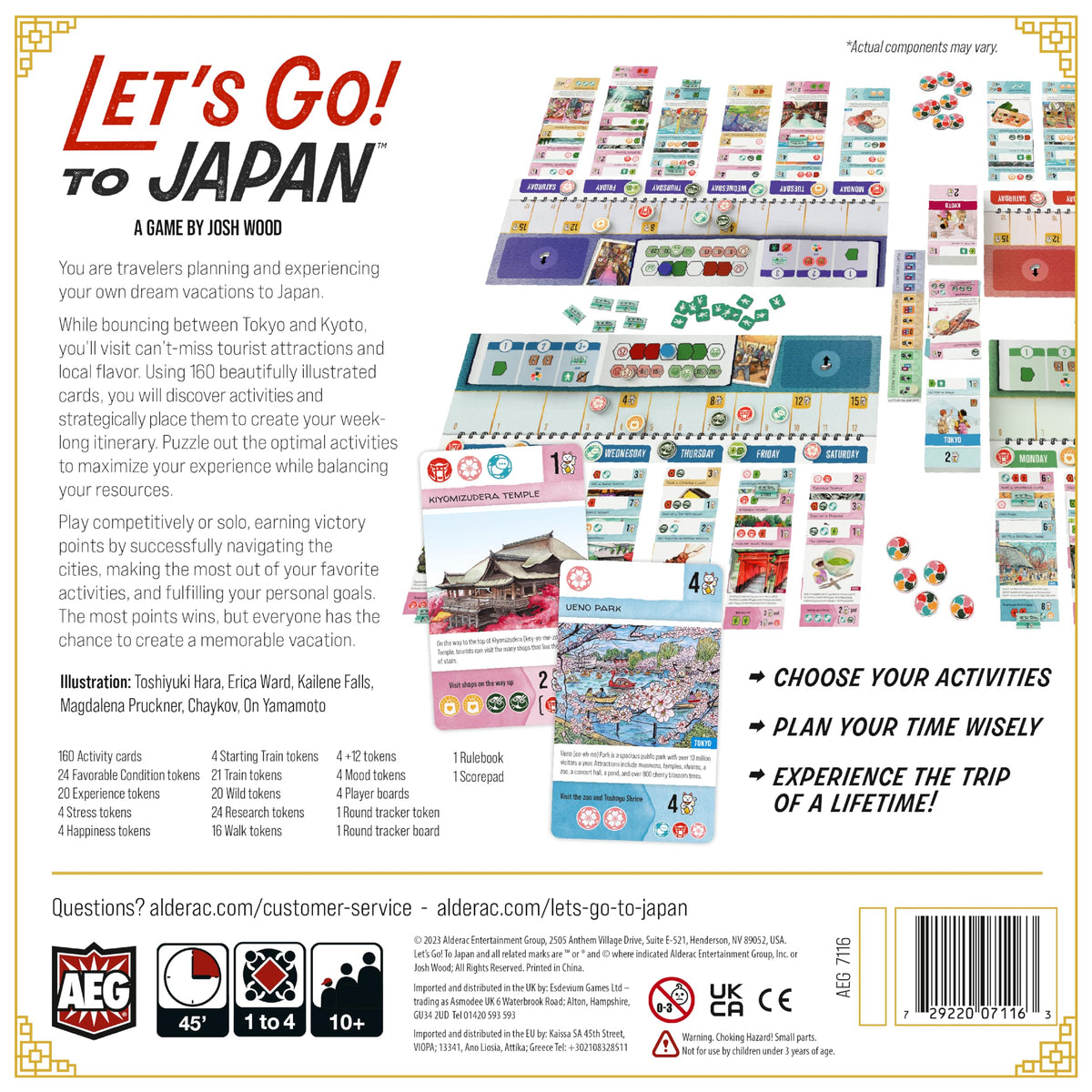 AEG Let's Go! to Japan card artwork showing activity icons, sparks inspiration for trip planning.