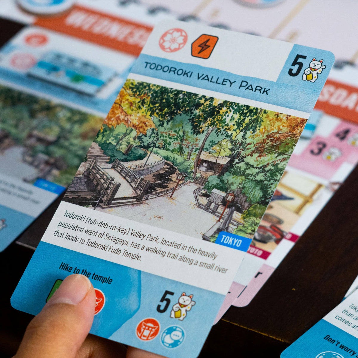 AEG Let's Go! to Japan week itinerary tiles, helping players organize a dream vacation.