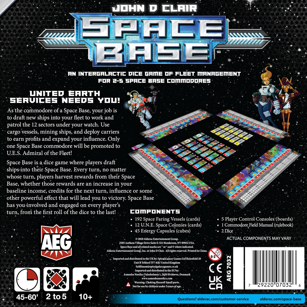 AEG Space Base engine-building action shows converting rolls into resources.