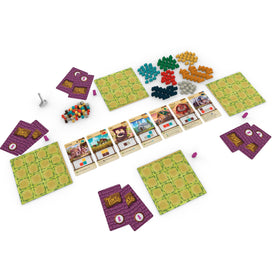 AEG Tiny Towns: building tiles guide crafting efficient layouts.