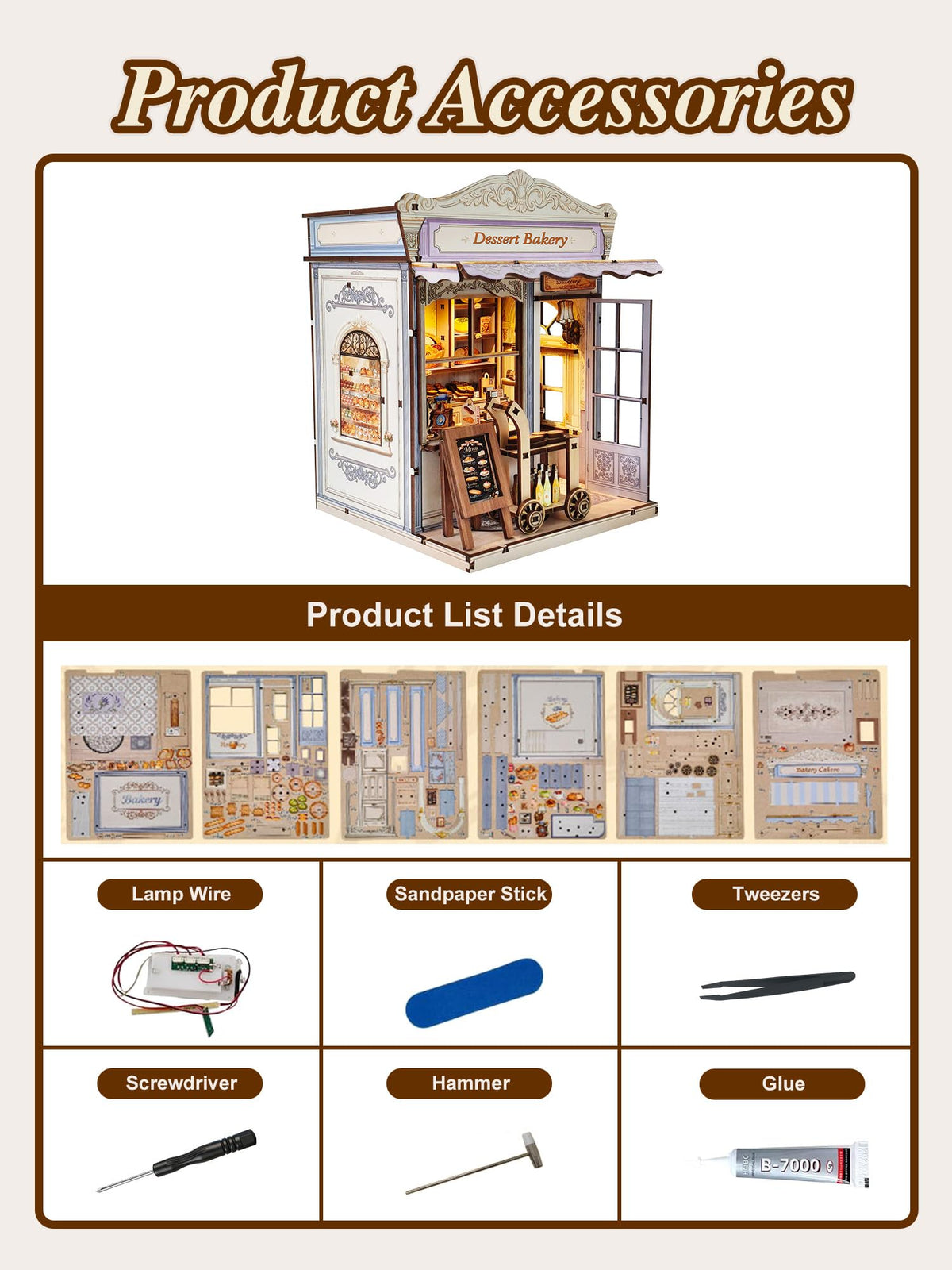 Aeneovix Book Nook Kit glue and tools included for easy assembly.