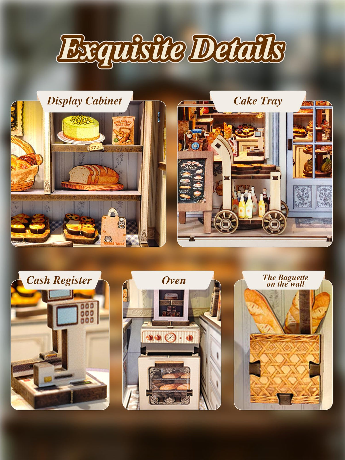 Aeneovix Book Nook Kit intricate interior details create realistic miniature bakery.