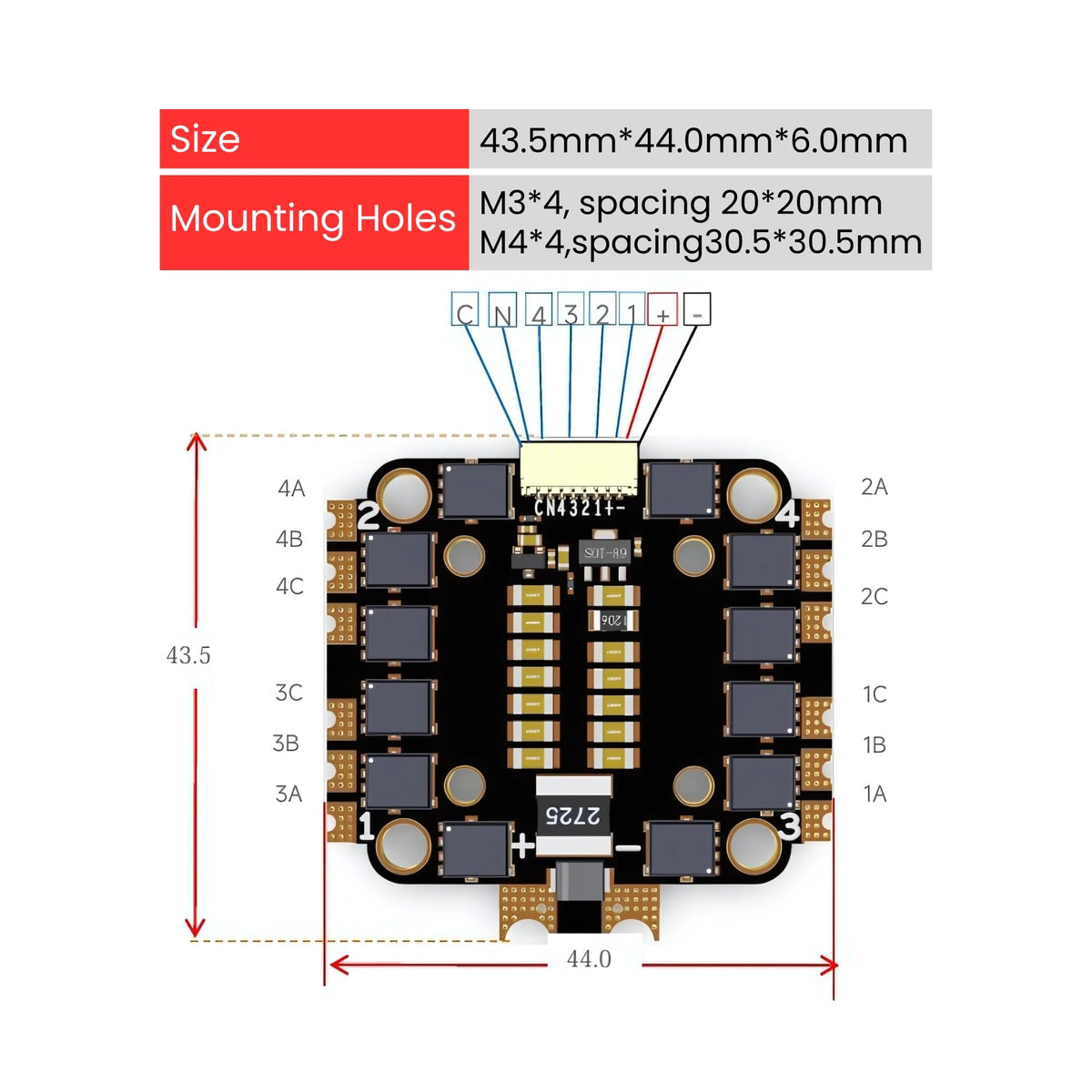 AERO SELFIE 45A 4in1 ESC voltage range highlights 6V–28V compatibility