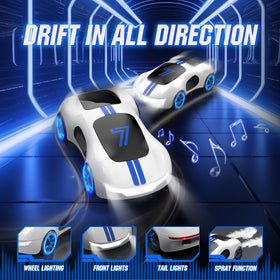 AEROQUEST RC car with LED lights and spray effects enhances stunt realism.