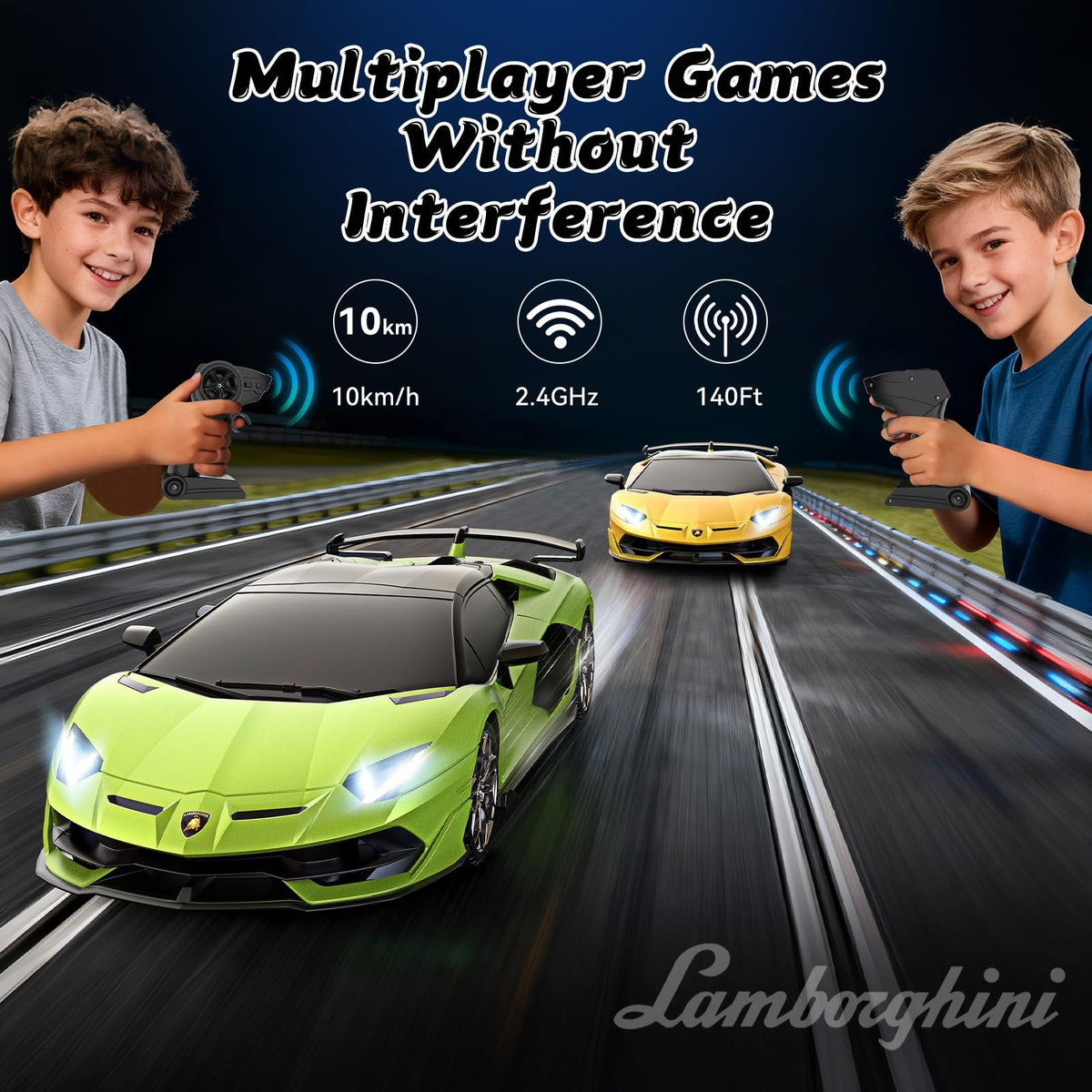 AEROQUEST Lamborghini RC Car 2.4GHz radio ensuring stable multi-car racing