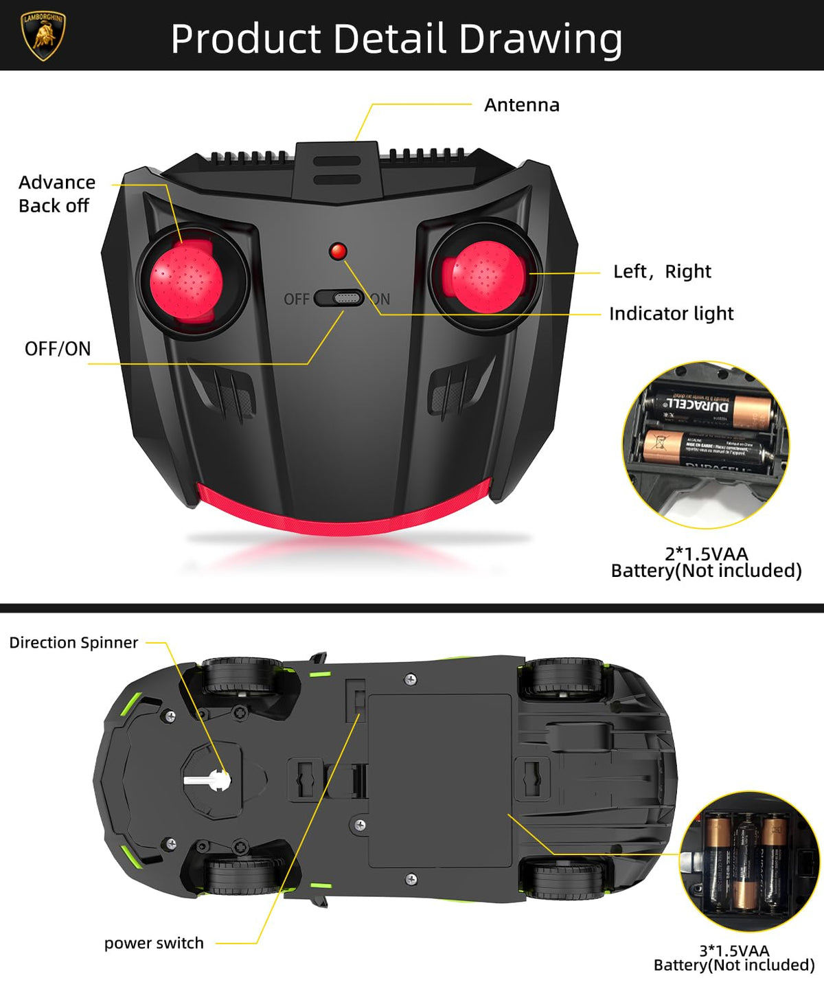 Battery compartment and screwdriver included for easy setup.