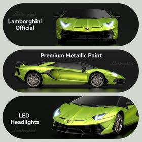 AEROQUEST Lamborghini RC car LED headlights in action for night play.