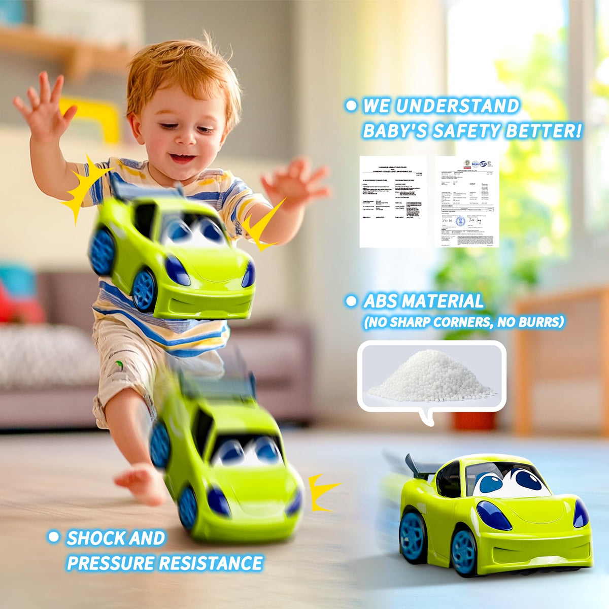 AeroQuest light-up features illuminate play, adding sensory feedback during toddler-friendly driving.
