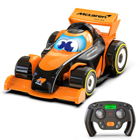 AEROQUEST McLaren F1 RC car front view with playful cartoon styling for kid-friendly racing
