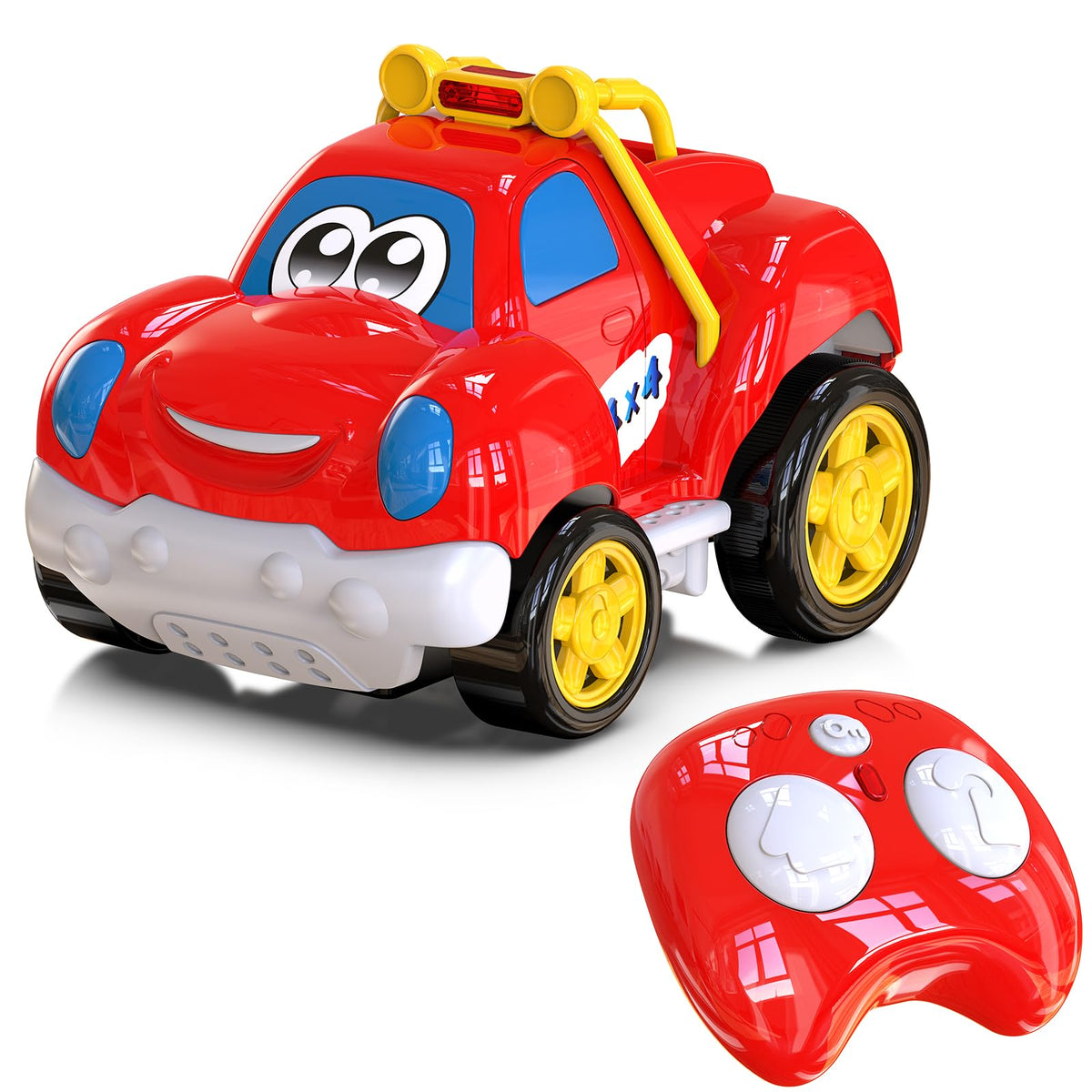 AEROQUEST toddler RC pickup truck on carpet, ideal for engaging play and motor skill development.