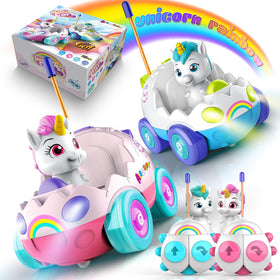 AEROQUEST unicorn RC car front view designed for toddlers and small hands