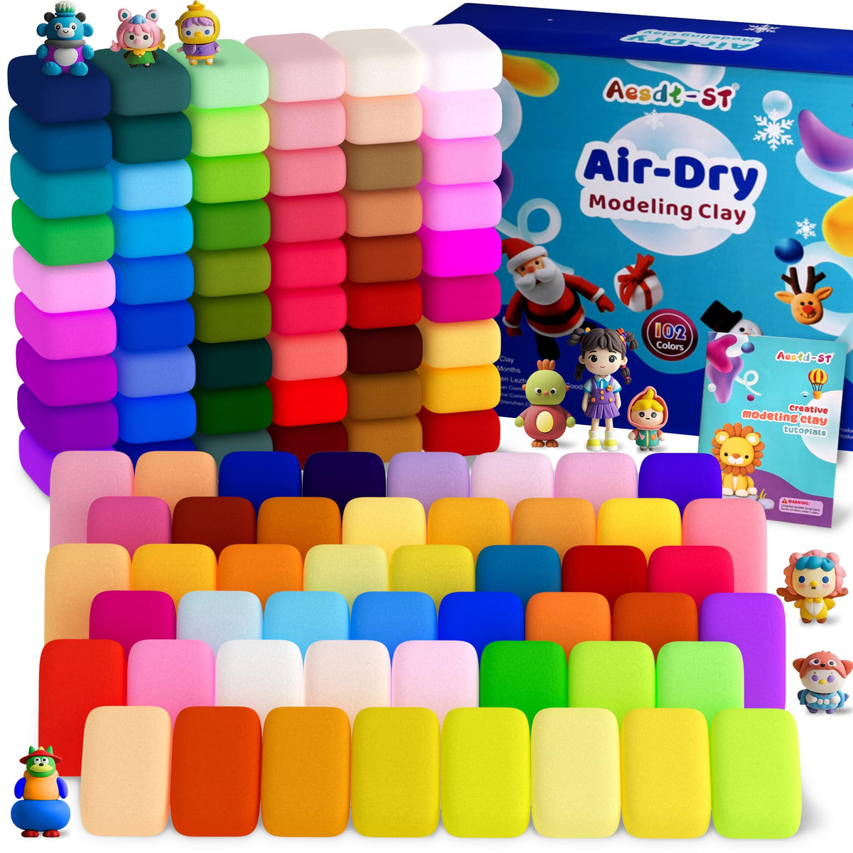 Aestd-ST air dry clay 102 colors kit for imaginative play and color mixing.