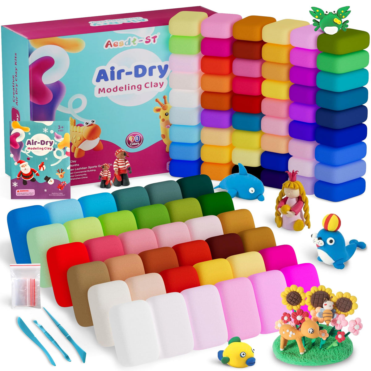 Aestd-ST air dry clay 90 colors kit – vibrant hues for kids’ crafts.