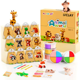 Aestd-ST air dry clay kit animal theme with vibrant colors for imaginative play.