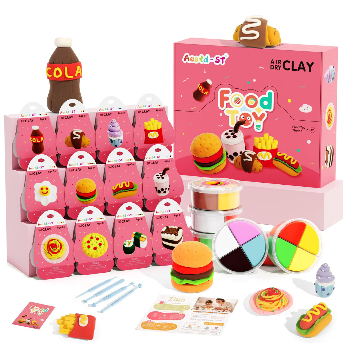 Aestd-ST Air Dry Clay Kit overview for kid-friendly creativity and mess-free crafting.
