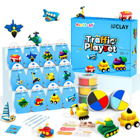 Aestd-ST air-dry clay kit with traffic boxes for mess-free crafting