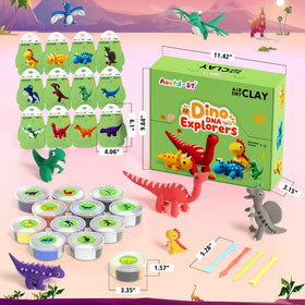 Aestd-ST close-up of vibrant dinosaur clay colors ready for mixing.