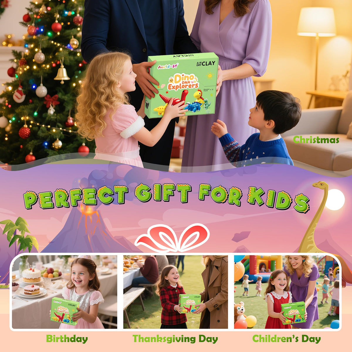 Aestd-ST dinosaur-themed packaging that inspires gift giving.