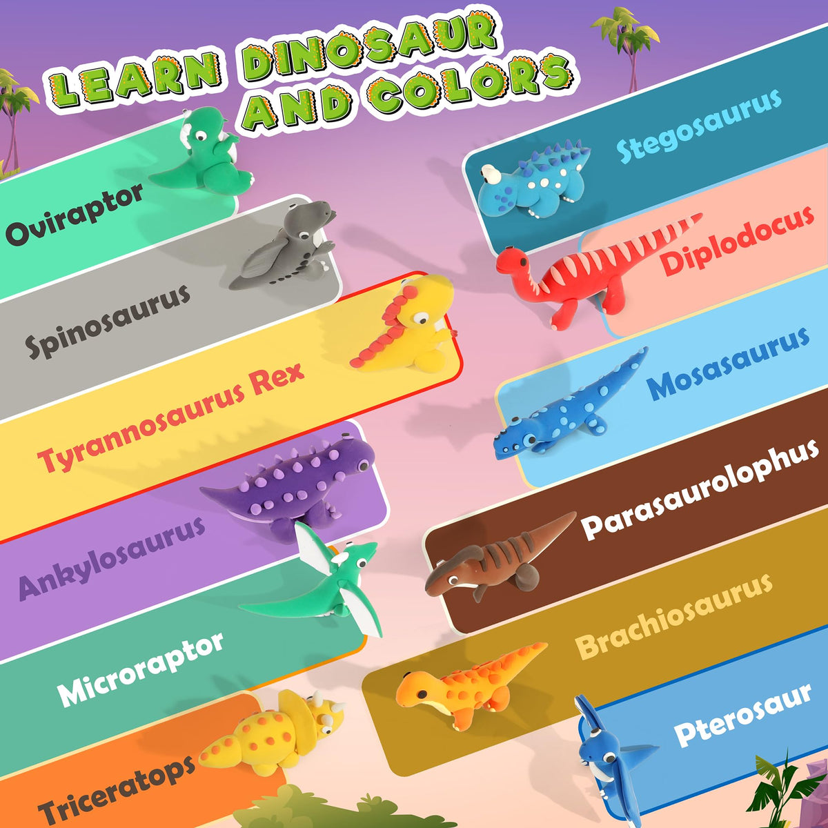Aestd-ST illustrated tutorial cards guiding dinosaur building steps.