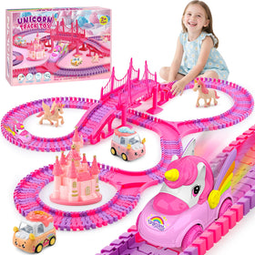Aetyni unicorn car track 232 pieces arranged for a bright play session