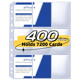 Affisure 400-pack 9-pocket pages front view showing double-sided card display