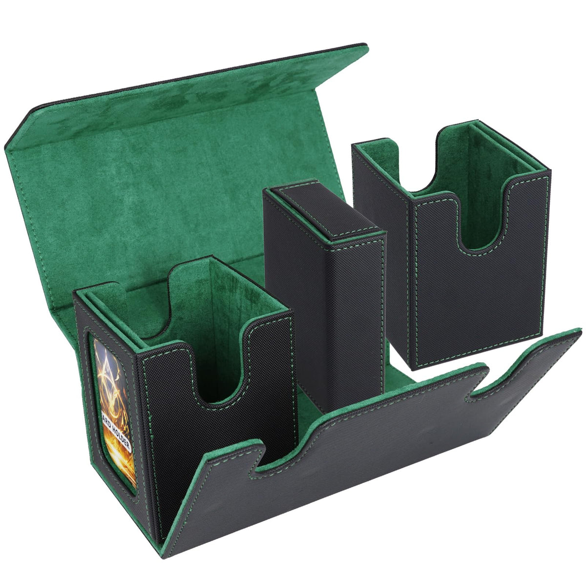 AFIING MTG Commander Box interior microfiber lining protects cards from scratches.