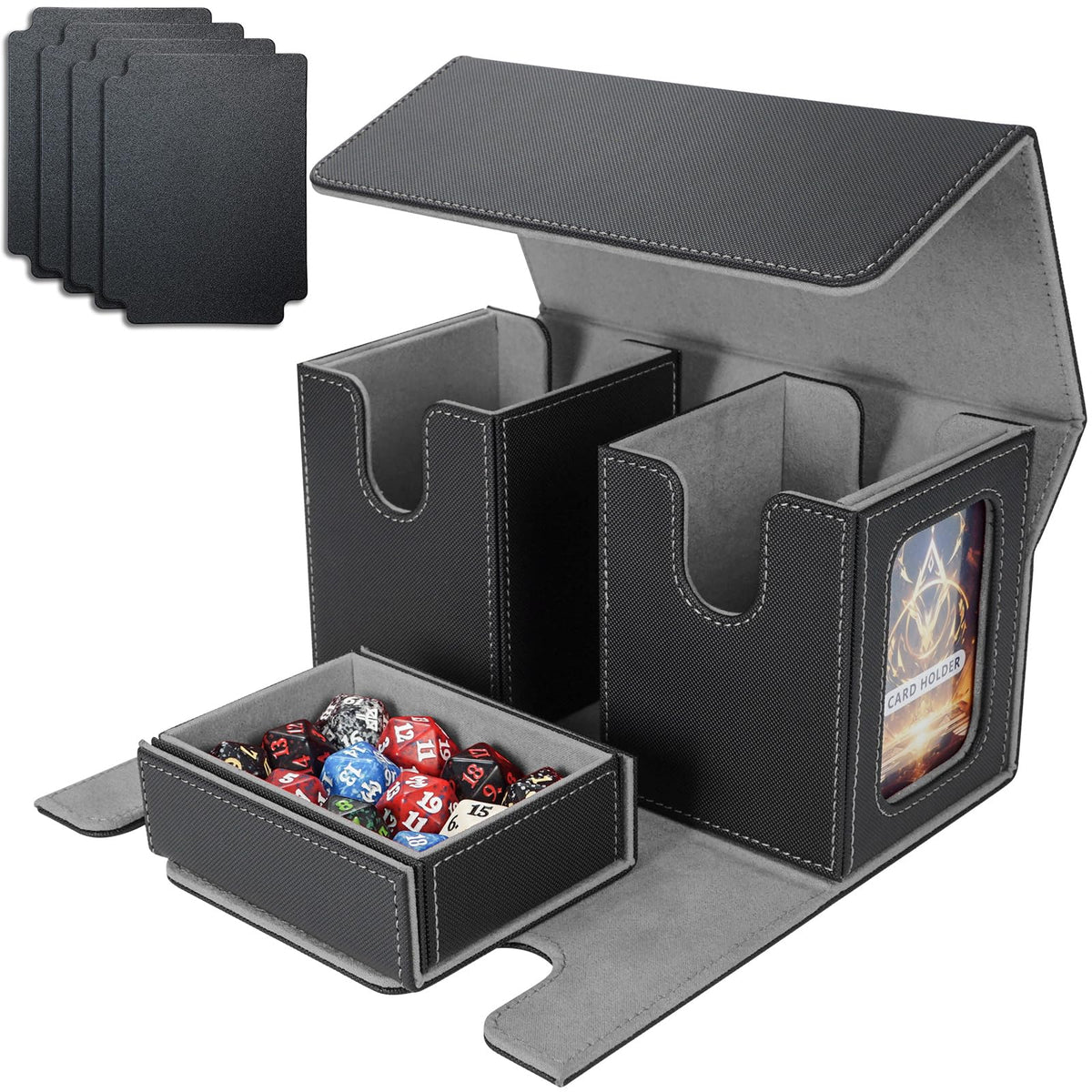 AFIING MTG Commander box with a side window for quick deck identification and organization.