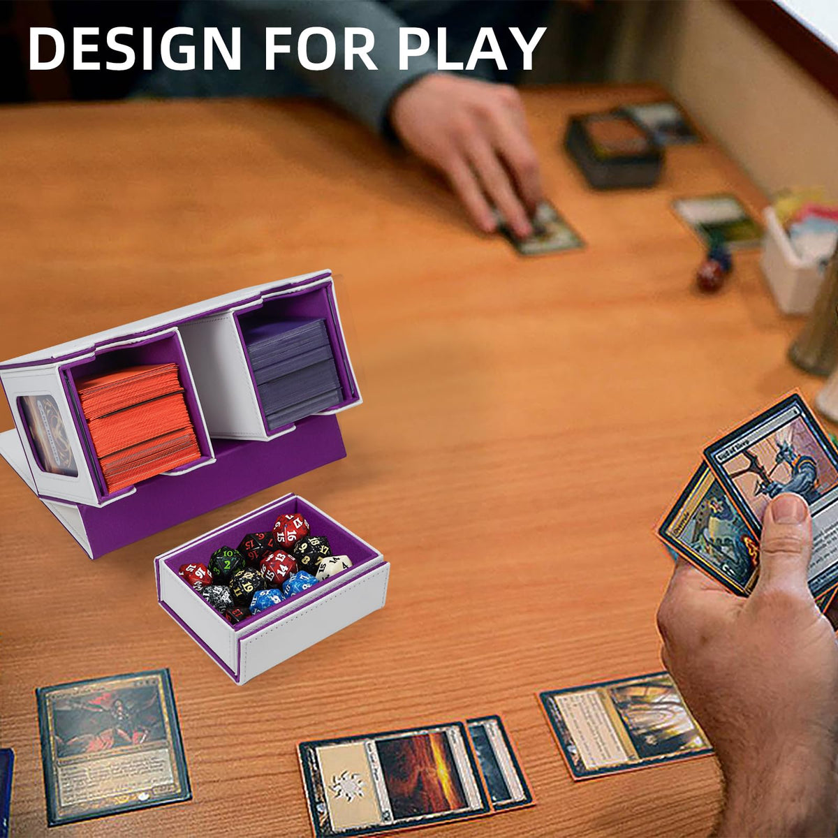 AFIING MTG Commander box durable outer surface guards against wear during play.