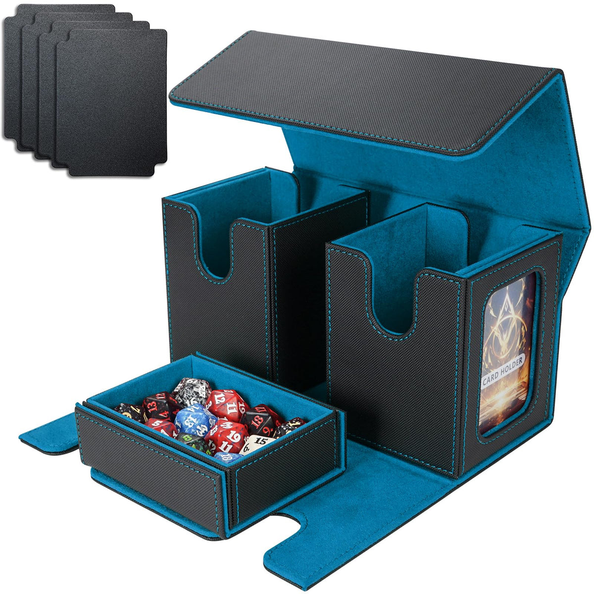 AFIING MTG Commander storage box outer view helps quick deck identification during game night