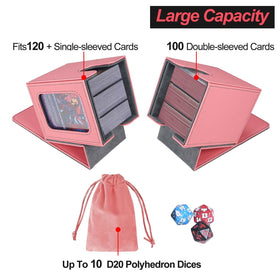 AFIING MTG deck box PU leather exterior with magnetic closure