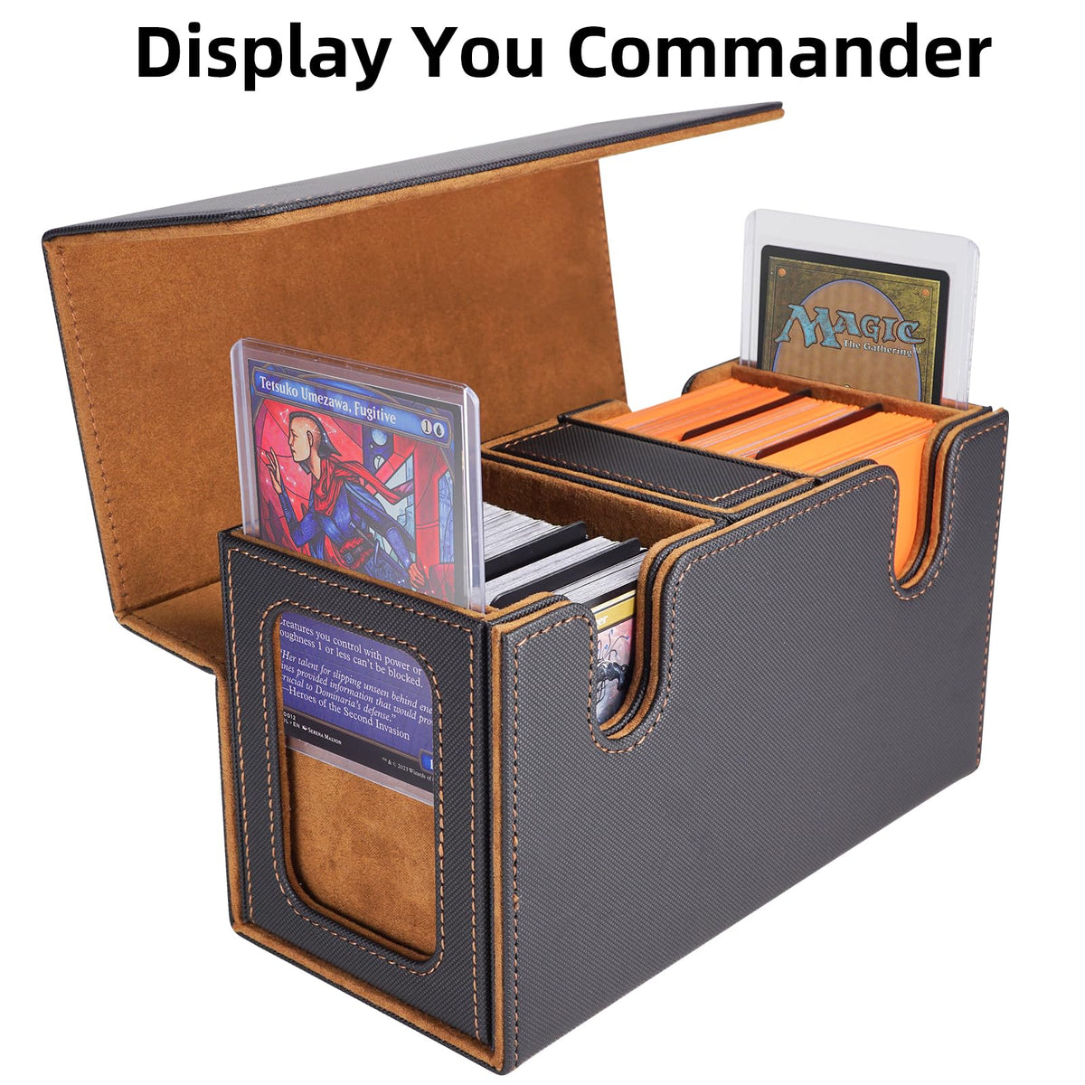 AFIING MTG deck box side window showing commander for quick identification