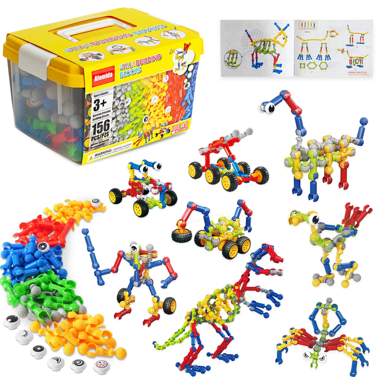 Afomida 156PCS building blocks dinosaur model for imaginative play and STEM exploration.