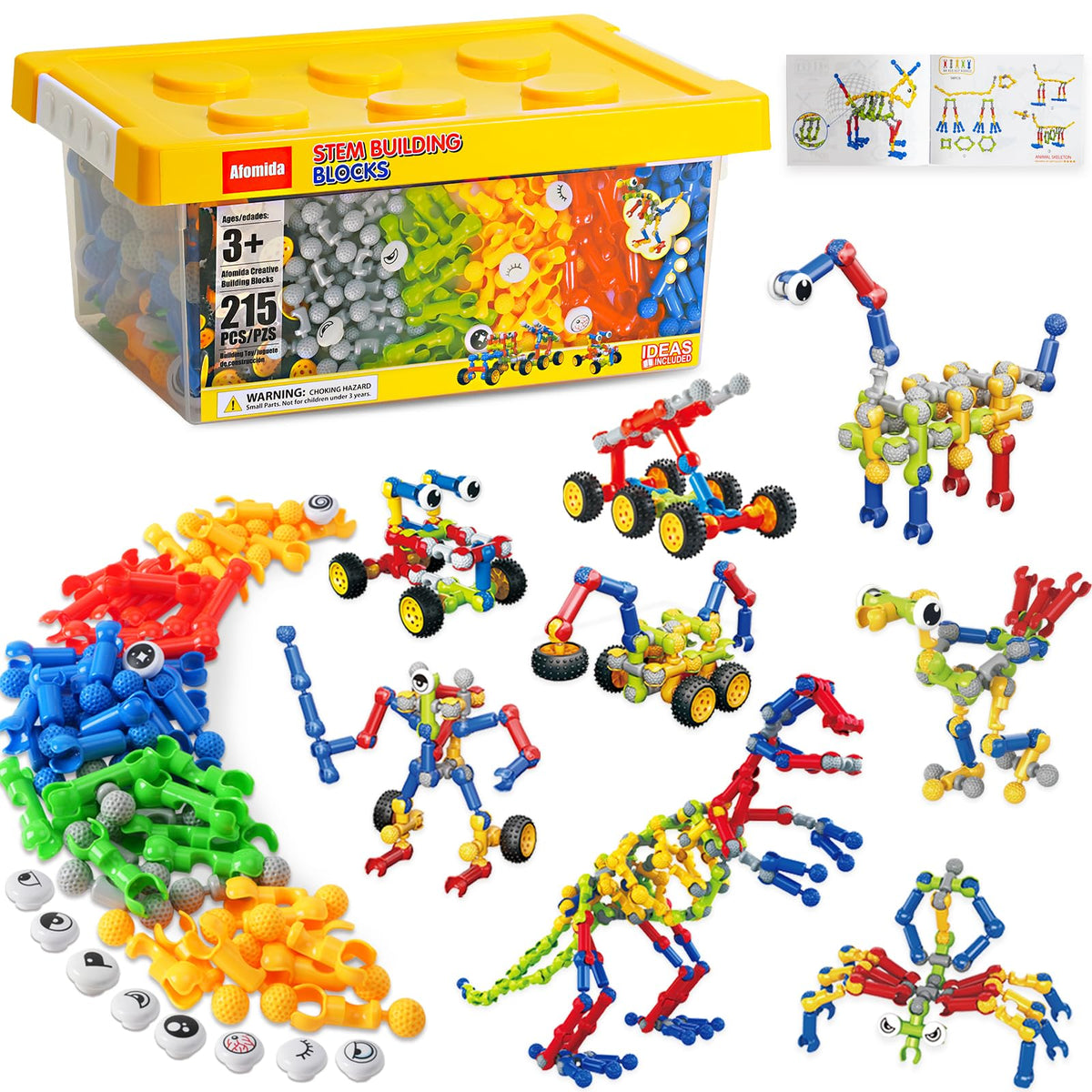 Afomida 215pcs dino model for imaginative play and motor skill practice.