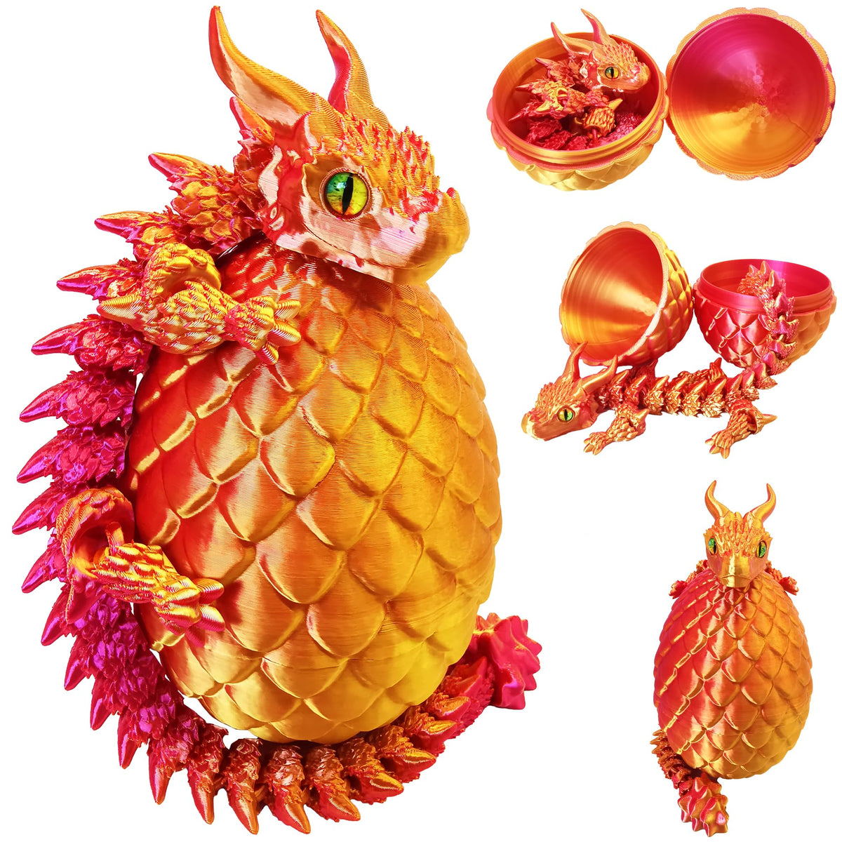 AFUDO dragon egg inside with a lifelike dragon, striking desk decor for gifts.