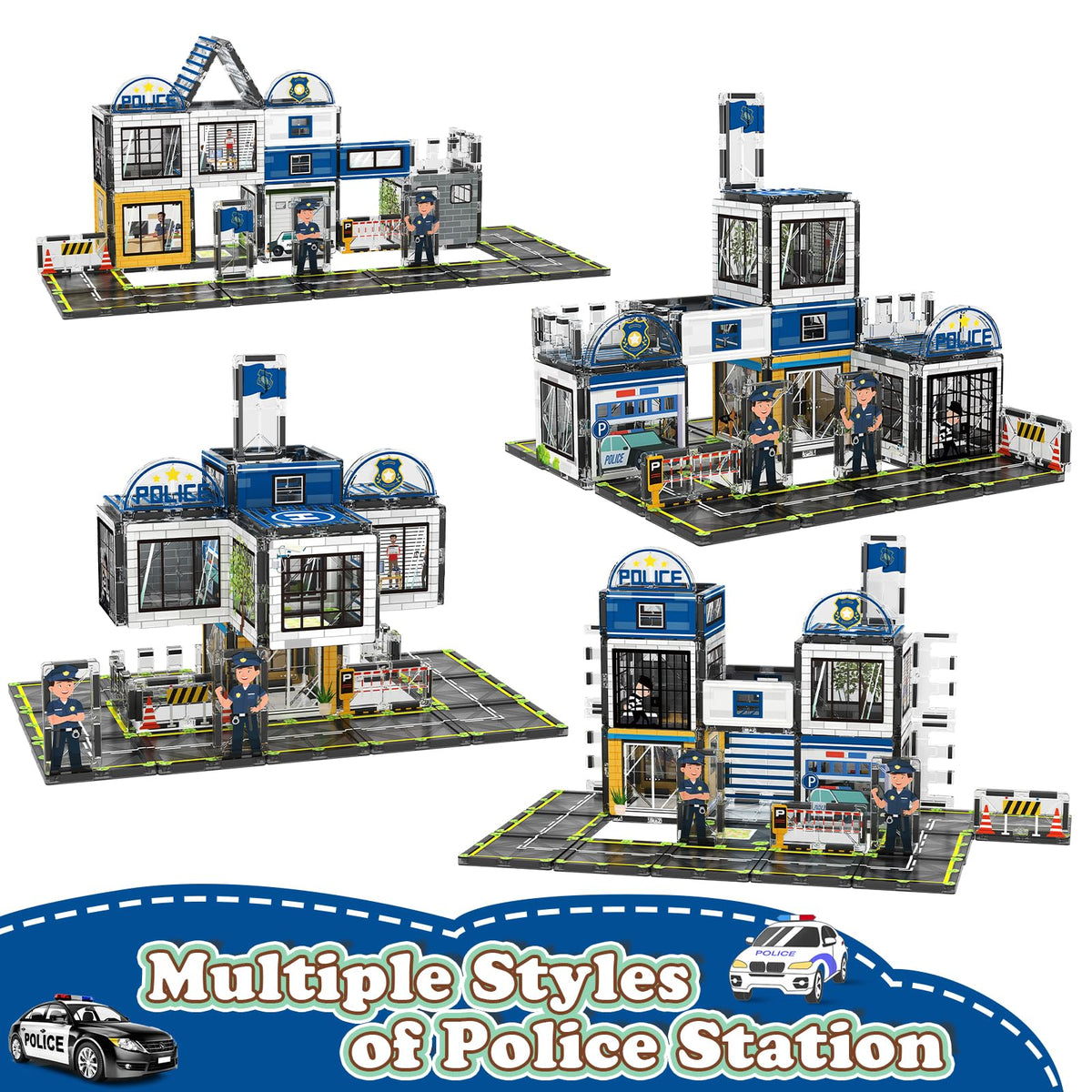 AFUNX police vehicles in action encourage role-play and fine motor skills.