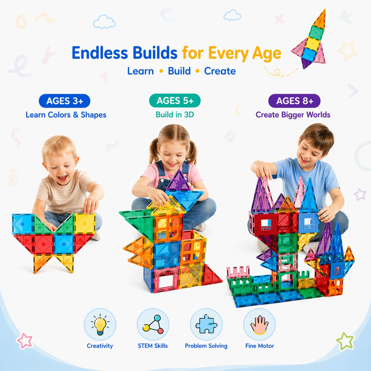 AFUNX pickup truck build using magnets enhances kids' fine motor skills.