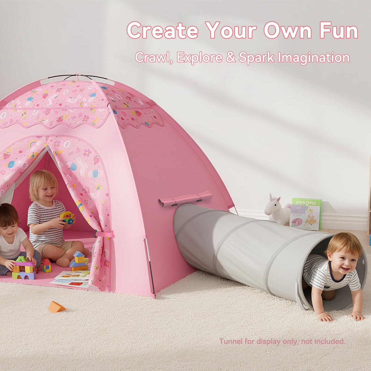 AFUNX spacious 70x45x43 inch play space supports 2-4 children